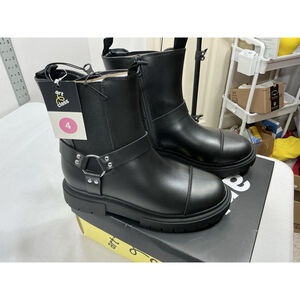 Girls New Art Class Crosby Chunky Moto Ankle Boots Size 4 Black Chunky Heel